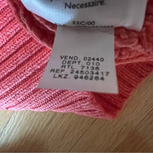 EDDIE BAUER coral coloured chunky cable knit turtleneck angora blend sweater - Picture 8 of 14